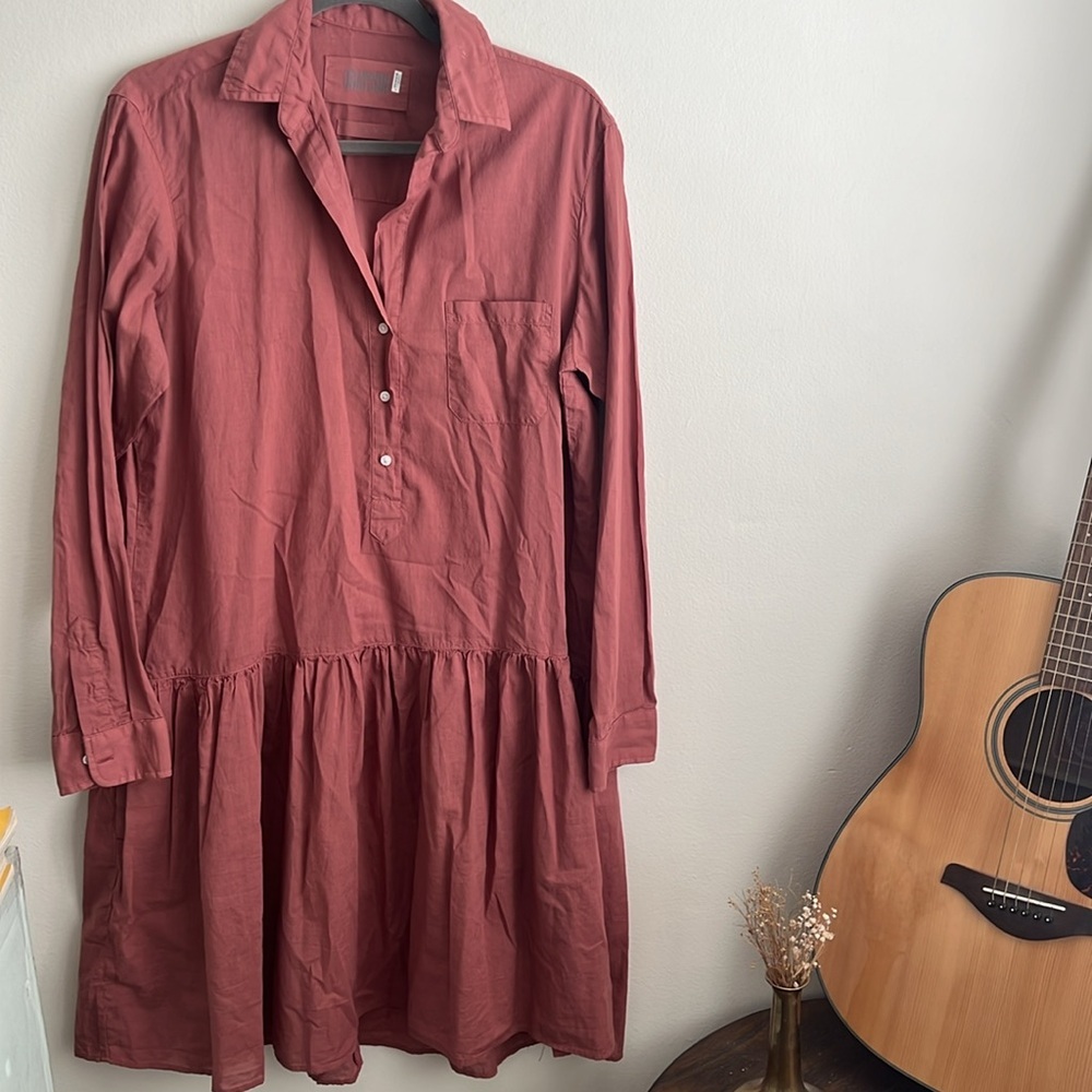 Frank & Eileen Grayson The Changemaker Pink Drop Waist Shirt Dress Red Small - Picture 5 of 10